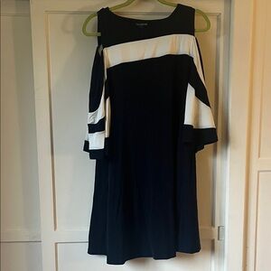 Nina Leonard Navy and White Dress